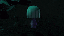 a cartoon drawing of a mushroom in a dark room