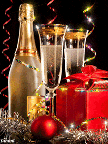 шампанское новогодние украшения GIF