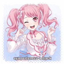 a picture of a girl with the words " aya pertenece a mack " on the bottom