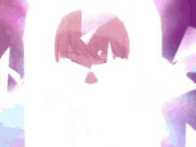 a doll with pink hair and red eyes is standing in front of a white wall .