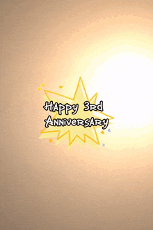 a happy 3rd anniversary greeting card with a yellow star