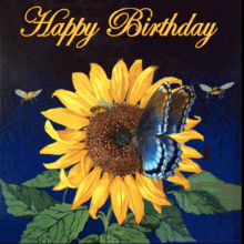 Happy Birthday Sunflower GIF - Happy Birthday Sunflower Butterflies GIFs