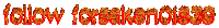 the word follow is on a white background with flames