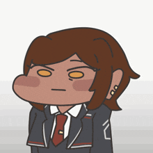 a cartoon drawing of a man in a suit and tie making a funny face