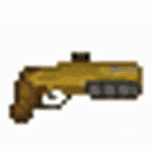a blurred image of a gun with a wooden handle on a white background .