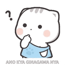 a cartoon cat is holding his hand to his mouth and a question mark above his head .