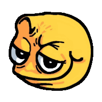 a cartoon drawing of a yellow smiley face with an angry expression .