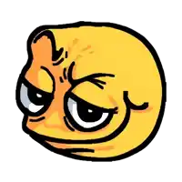 a cartoon drawing of a yellow smiley face with an angry expression .