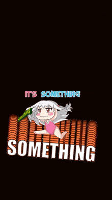 a girl in a pink bathing suit is sitting on a wall with the words something behind her