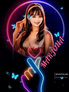 a drawing of a girl with the name marjoona on it