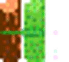 a pixel art drawing of a tree and a cactus