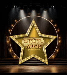 a star with the words star music written on it