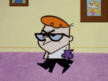 dexter from dexter 's laboratory walking on a purple carpet