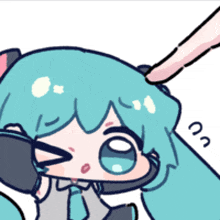 a cartoon drawing of a girl with headphones on her head