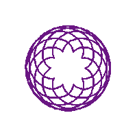 a purple and white circle with a flower in the center