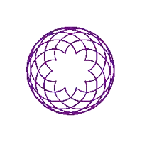 a purple and white circle with a flower in the center
