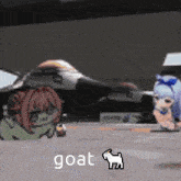 a cartoon drawing of a goat with the word goat on it