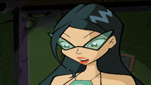 a cartoon character with glasses and a lightning bolt in her hair