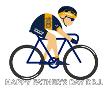 a cartoon of a man riding a bike with the words happy father 's day dr.l below him