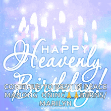 a birthday card that says happy heavenly birthday