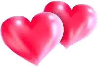 two red hearts on a white background with pngtree in the corner