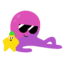 funder the sea octopus purple starfish yellow