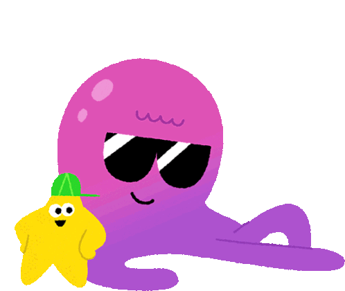 Octopus Putting On Sunglasses Sticker - Funder The Sea Octopus Purple Stickers