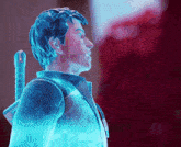a computer generated image of a man with a sword behind his back