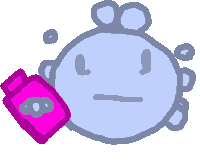 a cartoon drawing of a person holding a pink item