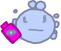 a cartoon drawing of a person holding a pink item