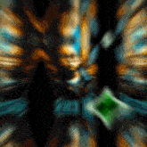 a blurred image of a person with a green square in the middle