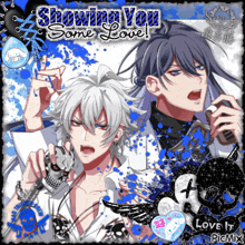 a picture of two anime characters with the words showing you some love on it