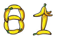 the number 81 is made out of bananas with green stems
