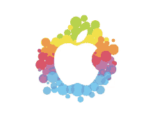 apple logo bubbles colors disperse