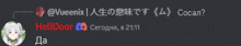 a screenshot of a discord conversation between vueenix and helldoor .