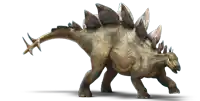 an illustration of a stegosaurus with a very long tail
