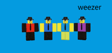 a blue background with weezer written on the top