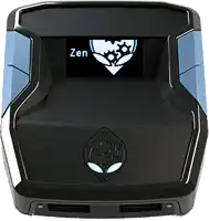 a black device has a screen that says zen on it