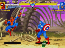 marvel superheroes capcom spiderman captain america web swing