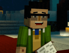 a man in a green robe is holding a book with the number 66 on it