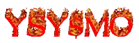 the word ysbysmo is written in flames