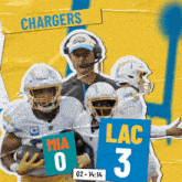 a poster for the chargers shows a score of 0-3