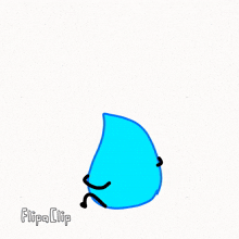 a cartoon drawing of a blue object with arms and legs and the word flipa clip below it