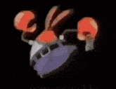 a drawing of a crab with red claws and a purple body
