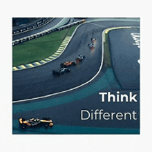 a picture of a race track with the words " think different " on the bottom