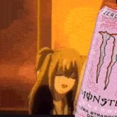 a can of monster ultra strawberry flavored energy drink