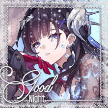 a picture of a girl says good night