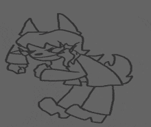 a drawing of a cartoon character with a fist in the air