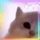a blurred image of a dog with a rainbow frame around it .