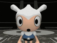 a cartoon character with a surprised look on his face is standing in a dark room